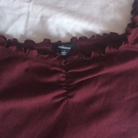 Burgundy off the shoulder crop top - Picture 2 of 3